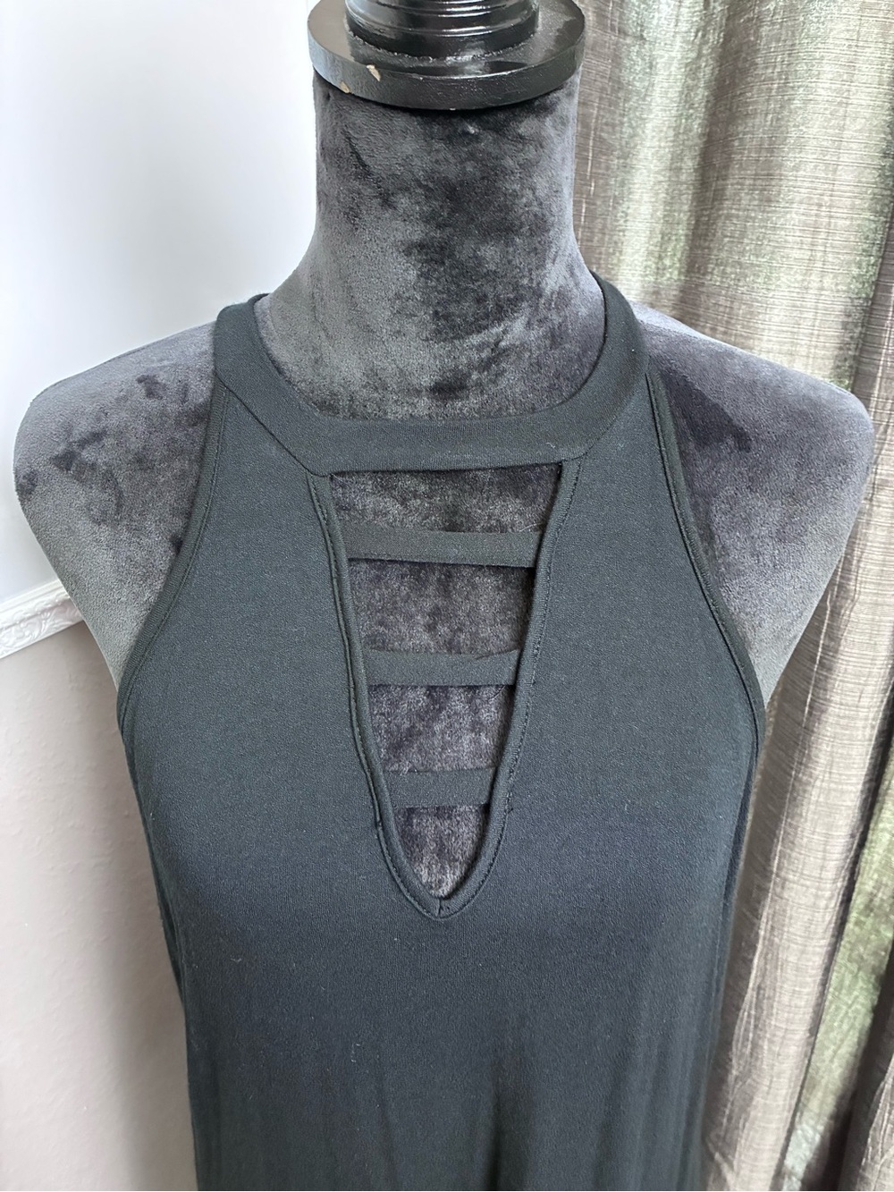 Papermoon Black Ladder Cutout Halter Tank Top